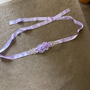 Rhinestone Flower with Imitation Pearl Bridal Belt Polyester Ribbon Wedding Sash